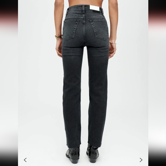 Re/Done Comfort Stretch High Rise 70s Stove Pipe Washed Noir Jeans Size 32 - Picture 5 of 16